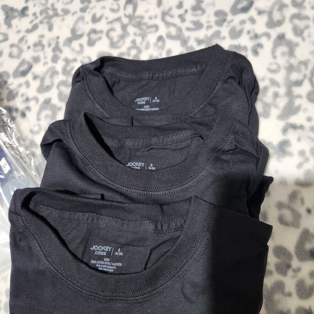 Jockey Tshirt Small Black 3-Pack Crew Neck StayCool Cotton Durable